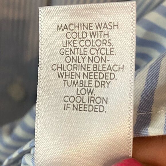 J. Jill Sz L Tall Blue White Pin Striped Casual Cotton Lightweight Tunic - Picture 9 of 10